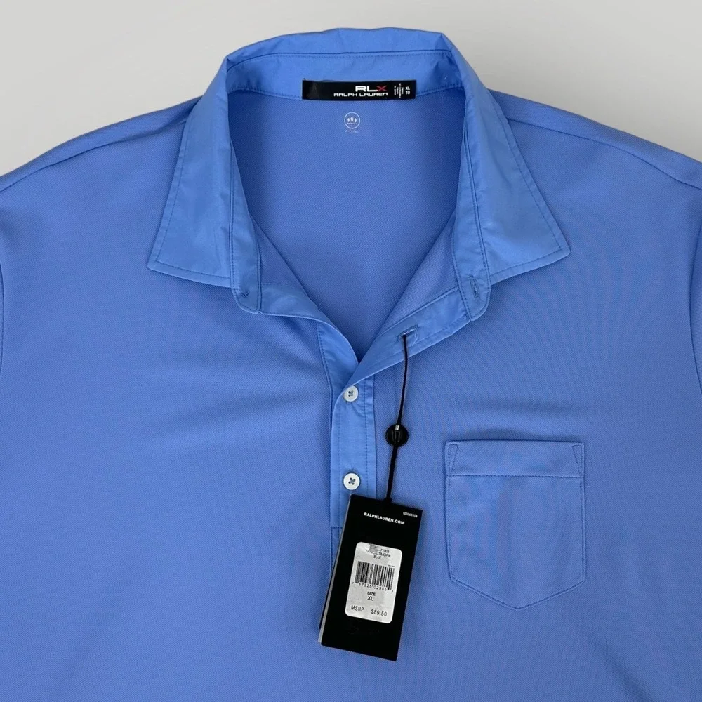 NEW $89 RALPH LAUREN RLX The Biltmore Blue Polo Shirt‎ Size XL Short Sleeves NWT
